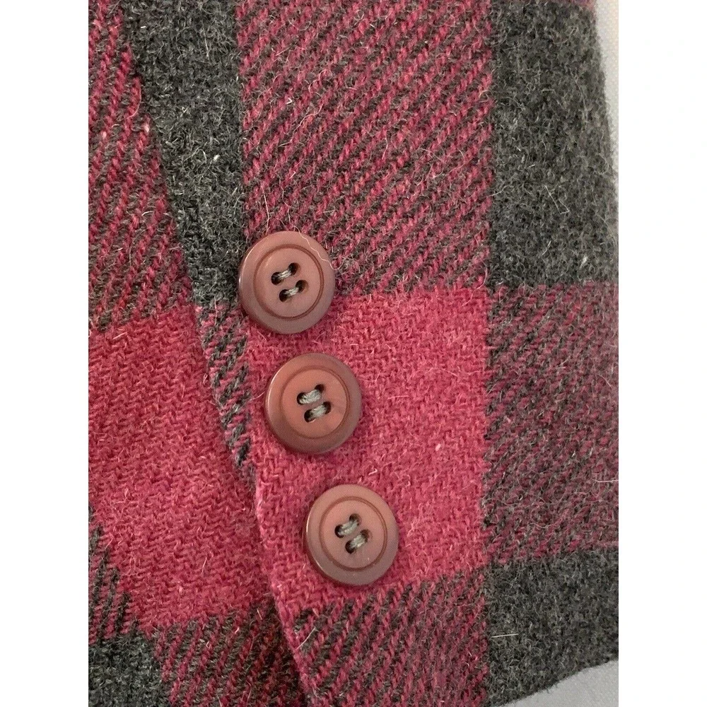 Vintage Exclusive Saks Fifth Avenue Wool Blend Pink Black Plaid Size 8 - Picture 5 of 10
